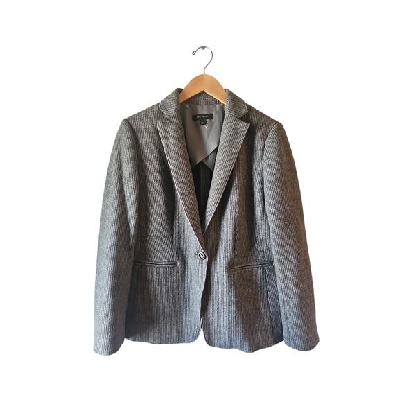 Ann Taylor Hutton Blazer Gray Sweater Knit Wool Blend sz 6 one button - Picture 5 of 14